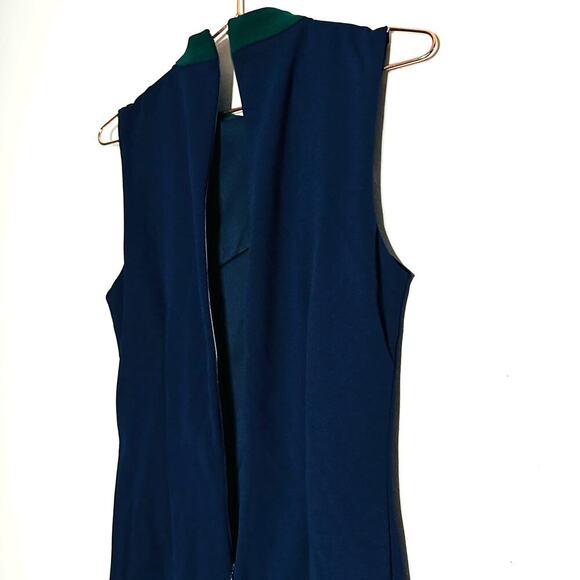 ALEXIA ADMOR Green Navy Colorblock Sleeveless Crepe Sheath Midi Dress Size M - Picture 6 of 13